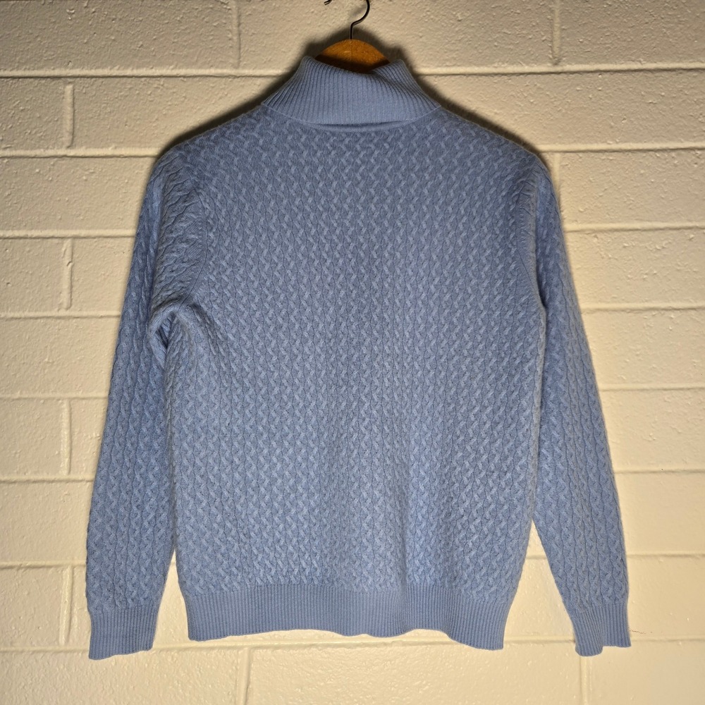 Cashmere Cable Knit Turtleneck Sweater Medium Oversized Pullover Preppy Luxury